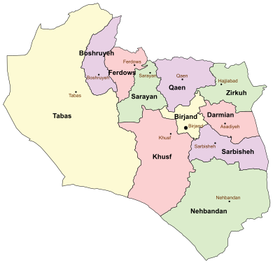 Counties of South Khorasan Province