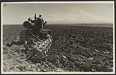 Весенне-полевые работы на Араратской равнине. Возделывание полей колхоза имени Сталина в Октемберянском районе