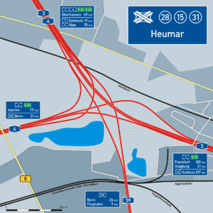 Übersichtskarte Autobahndreieck Köln-Heumar