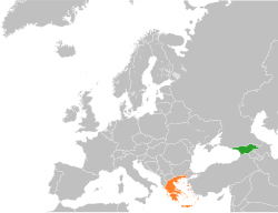 Map indicating locations of Georgia and Greece