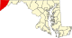 Map of Maryland highlighting Garrett County