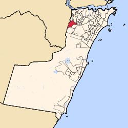 Mapa indicando a localização do bairro Cobilândia no município de Vila Velha, Espírito Santo