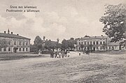 Photo postcard of Wilamowic from 1915 with text in both German and Polish