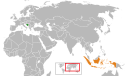 Map indicating locations of Bosnia and Herzegovina and Indonesia