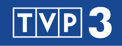 Ciemnoniebieskie tło,biała ramka i napis "TVP",obok cyfra 3.