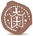 Геральдический знак «якорь-крест» на монете Киевского князя Владимира Ольгердовича. Годы чеканки: 1388-1392