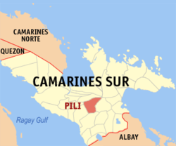 Peta Camarines Selatan dengan Pili dipaparkan