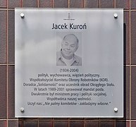 Tablica MSI na skwerze Jacka Kuronia w Warszawie