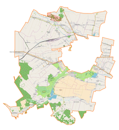 Mapa konturowa gminy wiejskiej Zamość, na dole po lewej znajduje się punkt z opisem „Wychody”