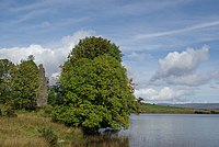 A lake with trees surrounding it