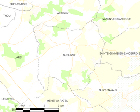 Poziția localității Subligny