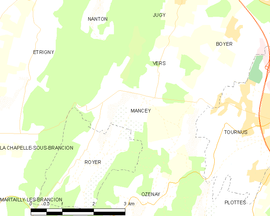 Mapa obce Mancey