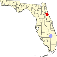 Map of Florida highlighting Flagler County