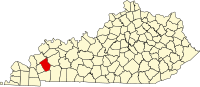 Map of Kentaki highlighting Caldwell County