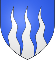 D'azur, à trois flammes d'argent mouvantes de la pointe. Blason erroné d'Olivier de Termes peint dans la salle des croisades, version 1.