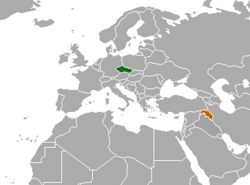 Map indicating locations of Czech Republic and Kurdistan Region