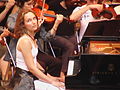 Hélène Grimaud rehearsing in 2004