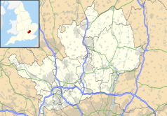 Mapa konturowa Hertfordshire, blisko centrum po prawej na dole znajduje się punkt z opisem „Hertford Heath”
