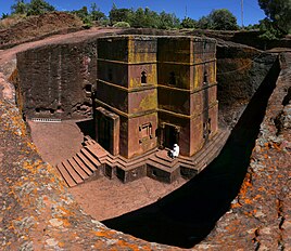 كنائس لاليبيلا من بين الرموز الأكثر شعبية في إثيوبيا، ويُمثل إرث مملكة أكسوم، وهي حضارة أفريقية كلاسيكية.[108]