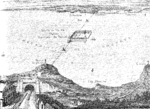 Thomé de Gamonds förslag från 1856 för en tunnel med ett påslag på Varne sandbank.