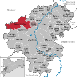 Kaart van Crimmitschau
