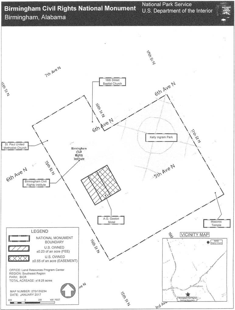 Map of Birmingham Civil Rights National Monument