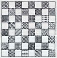 Modern chessboard in Holbein stitch