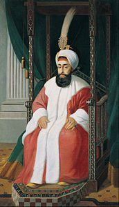 28. Osmanlı Padişahı ve 107. İslam Halifesi, III. Selim'in Joseph Warnia-Zarzecki tarafından tuval üzerine yağlı boya tablosu. 167,5 × 96 cm boyutlarındaki tablo, İstanbul'daki Pera Müzesi'nde sergilenmektedir.