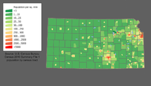 2000 Kansas Population map.