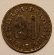 20 para coin, 1974, front