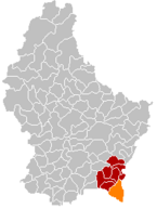 Lage von Schengen im Großherzogtum Luxemburg