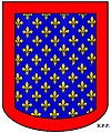 De rode schildzoom van de Hertogen van Anjou. Ook andere Franse hertogen zoals de eerste Hertogen van Bourgondië en Hertogen van Normandië hebben wel rode schildzomen gevoerd.