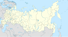 Mapa konturowa Rosji, na dole nieco na lewo znajduje się punkt z opisem „Nowosybirski Uniwersytet Państwowy”