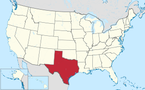 Texas ایله بیرلشمیش ایالتلرین نقشه‌سی