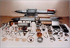 B61 nuclear bomb, assembled and disassembled.