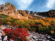 Autumn coloration at Karasawa of the Hodaka Mountains in Japan