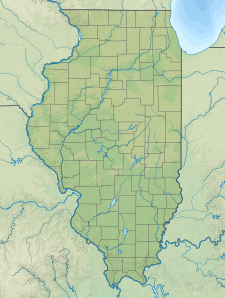 Map of the United States showing the location of Midewin National Tallgrass Prairie