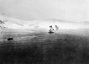 Линкор HMS Warspite обстреливает немецкие позиции в районе Нарвика