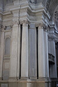 Baroque Ionic columns in the Santi Luca e Martina, Rome, by Pietro da Cortona, 1634-1669[20]