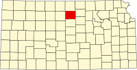 Map of Kanzas highlighting Mitchell County