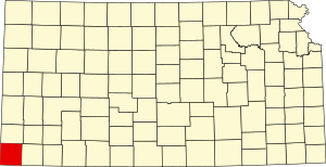 Map of Kansas highlighting Morton County