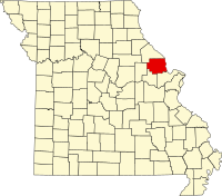 Map of Misuri highlighting Lincoln County
