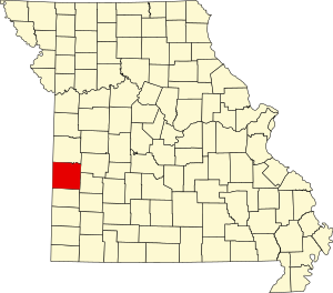 Map of Missouri highlighting Vernon County