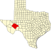 State map highlighting Pecos County