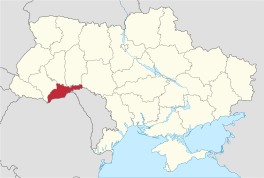 Die ligging van Tsjerniftsi-oblast in Oekraïne