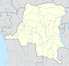 Mapa konturowa Demokratycznej Republiki Konga, po prawej nieco u góry znajduje się punkt z opisem „Kindu”