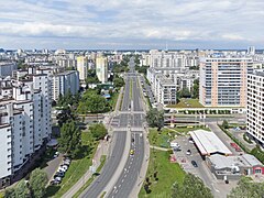 Praga-Południe, the most densely populated district of Warsaw (8,839 people/km2), is composed mainly of apartment blocks built during the times of the Polish People's Republic.[167]