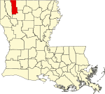 Mapa de Luisiana con la ubicación del Parish Webster