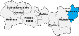 Poloha okresu Sobrance v Košickom kraji (klikacia mapa)