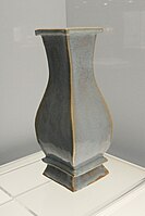 Sky-blue glazed square vase, Yuan